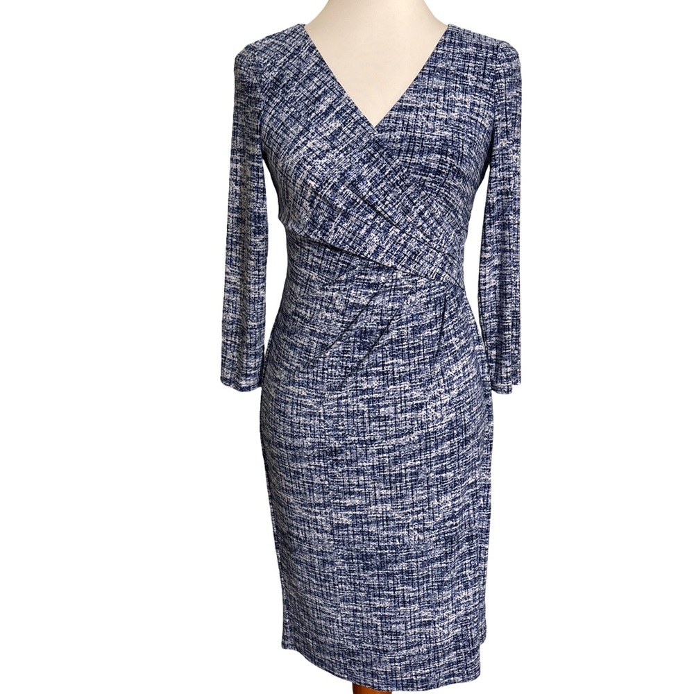 Ralph Lauren Navy White Midi Dress